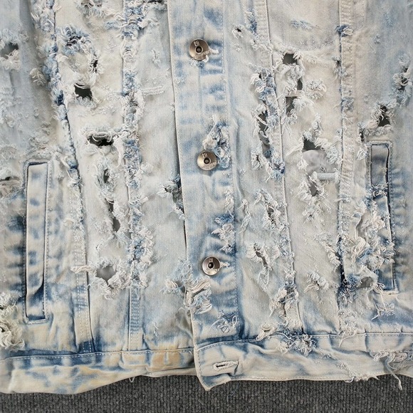 Southpole Men's Distressed Denim Jacket Blue M Button Front Acid Wash - Picture 3 of 16